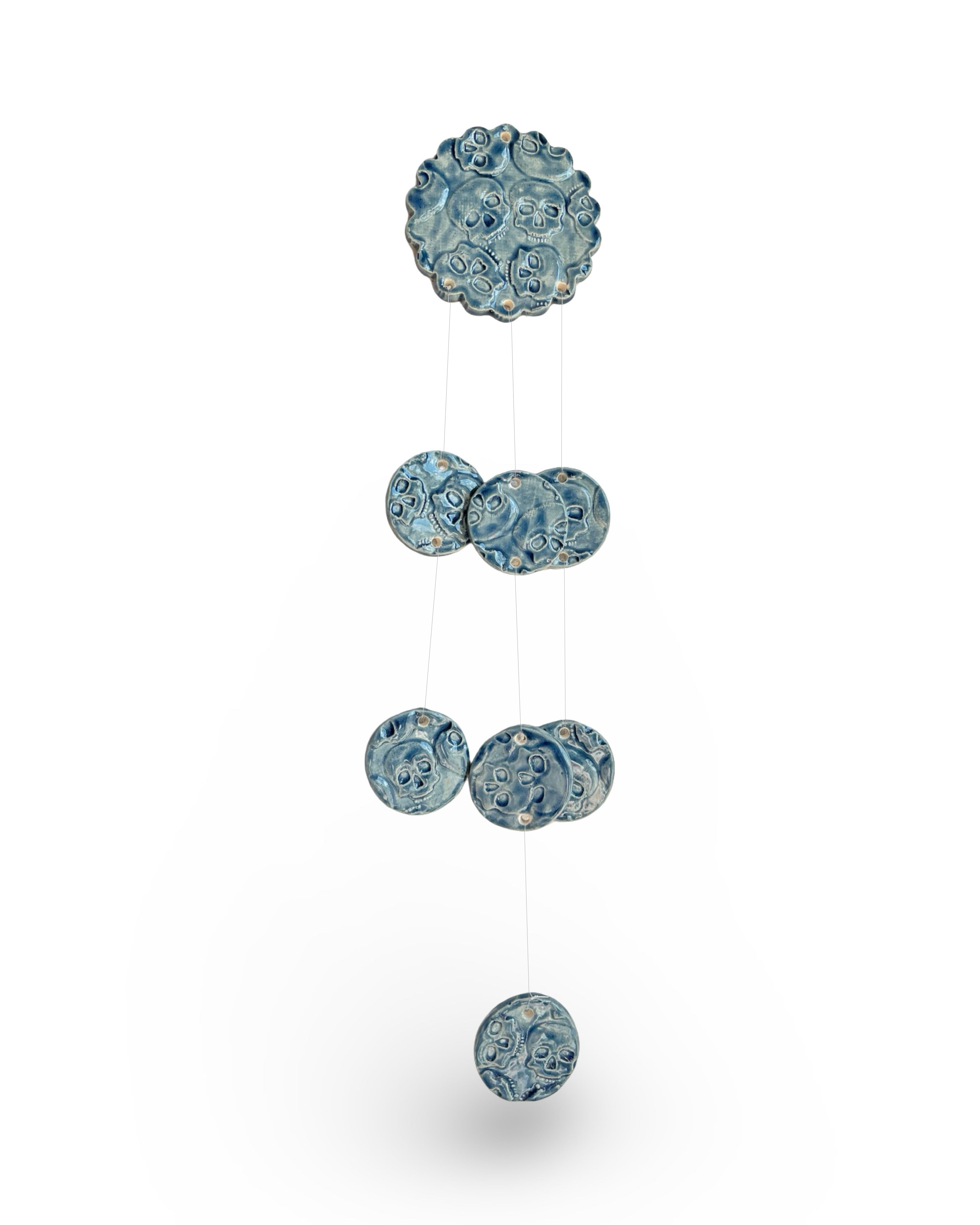 Handmade Skull Wind Chime | Blue