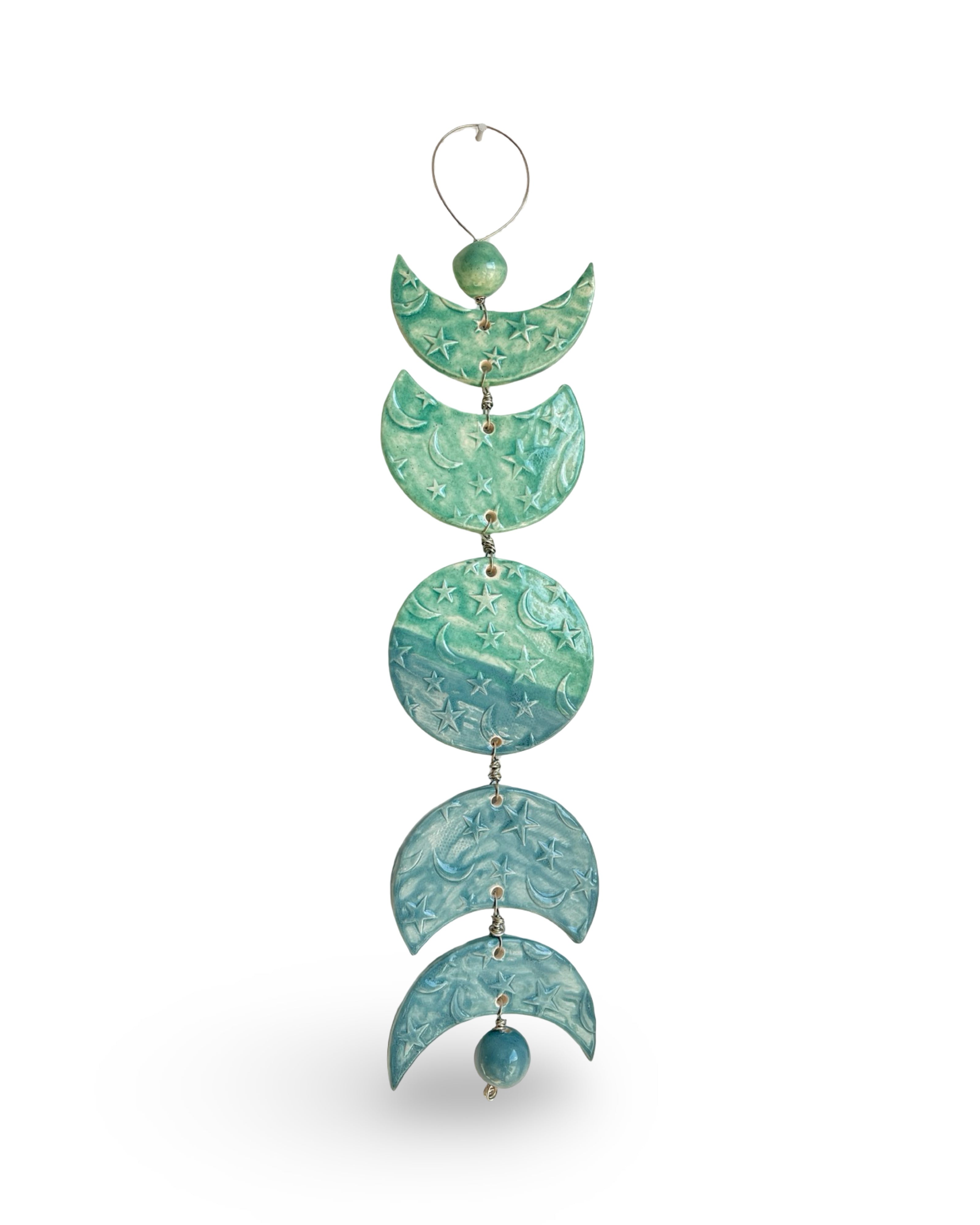 Handmade Moon Phase Ceramic Wall Decor | Green