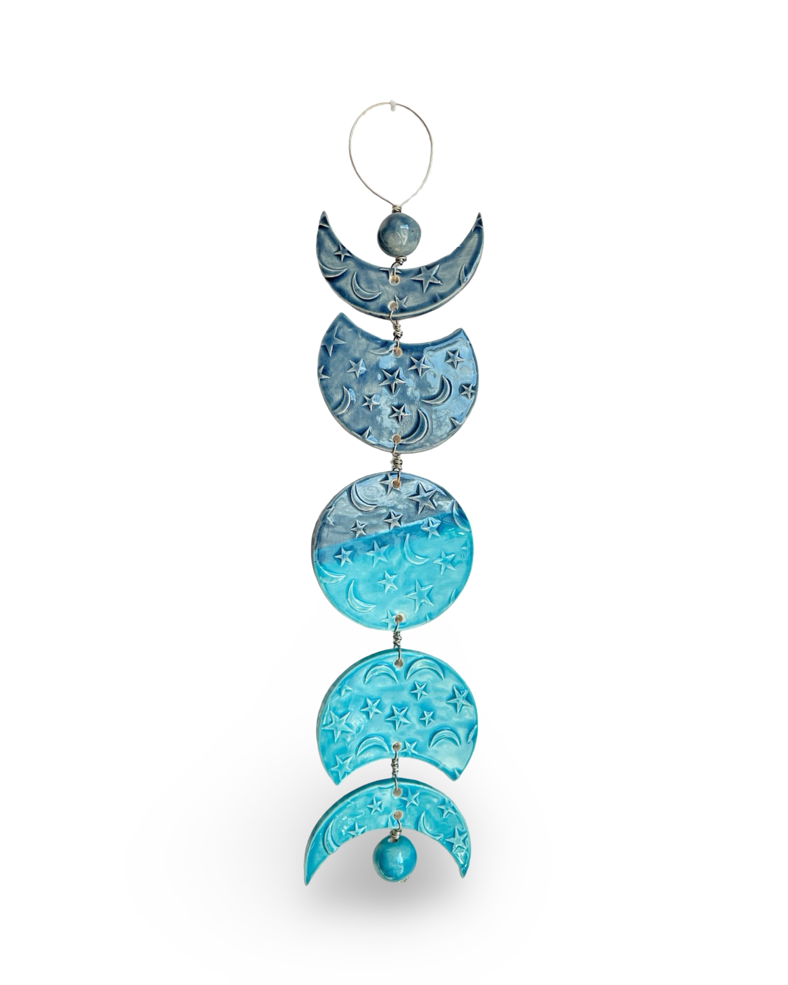 Handmade Moon Phase Ceramic Wall Decor | Blue