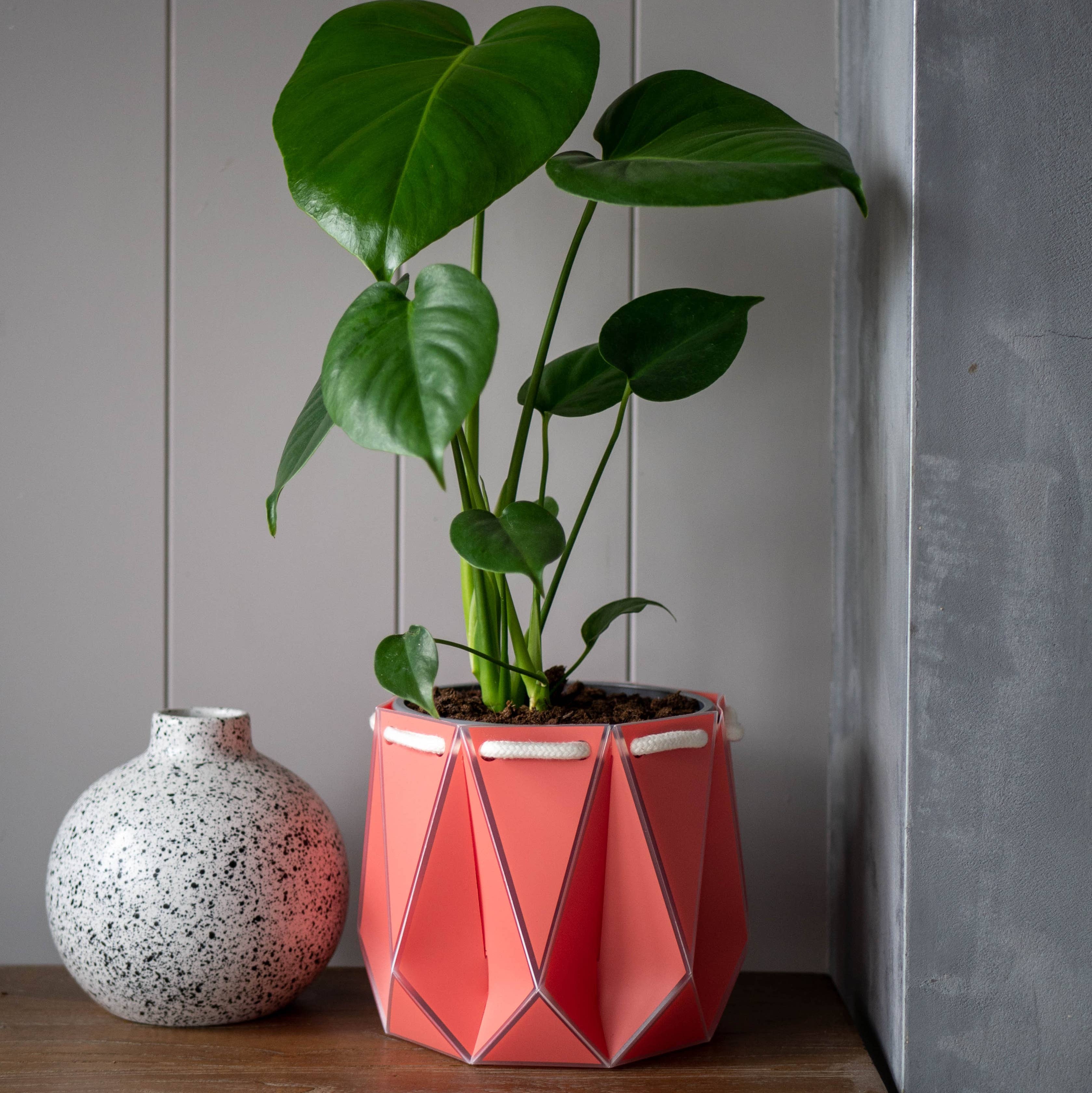 Origami Self-Watering Planter Coral Orange