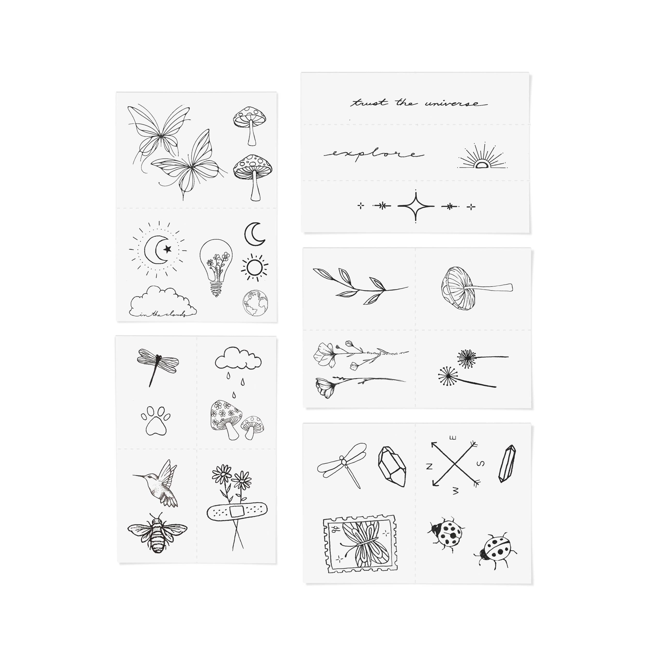 Explorer Hand-Drawn Temporary Tattoo Pack