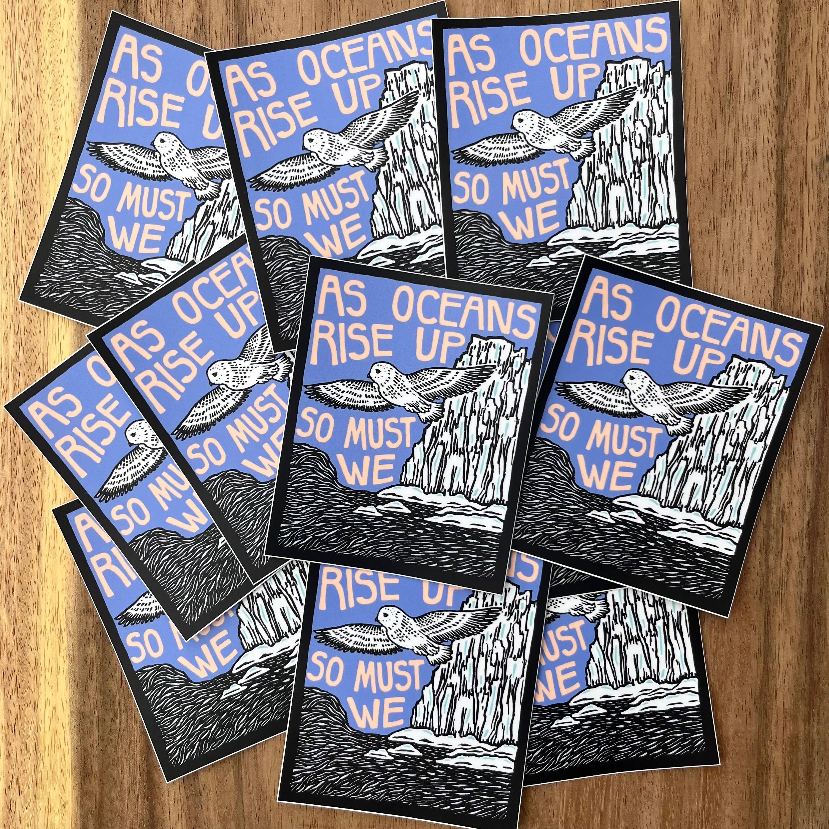 As Oceans Rise Up Climate Action Sticker