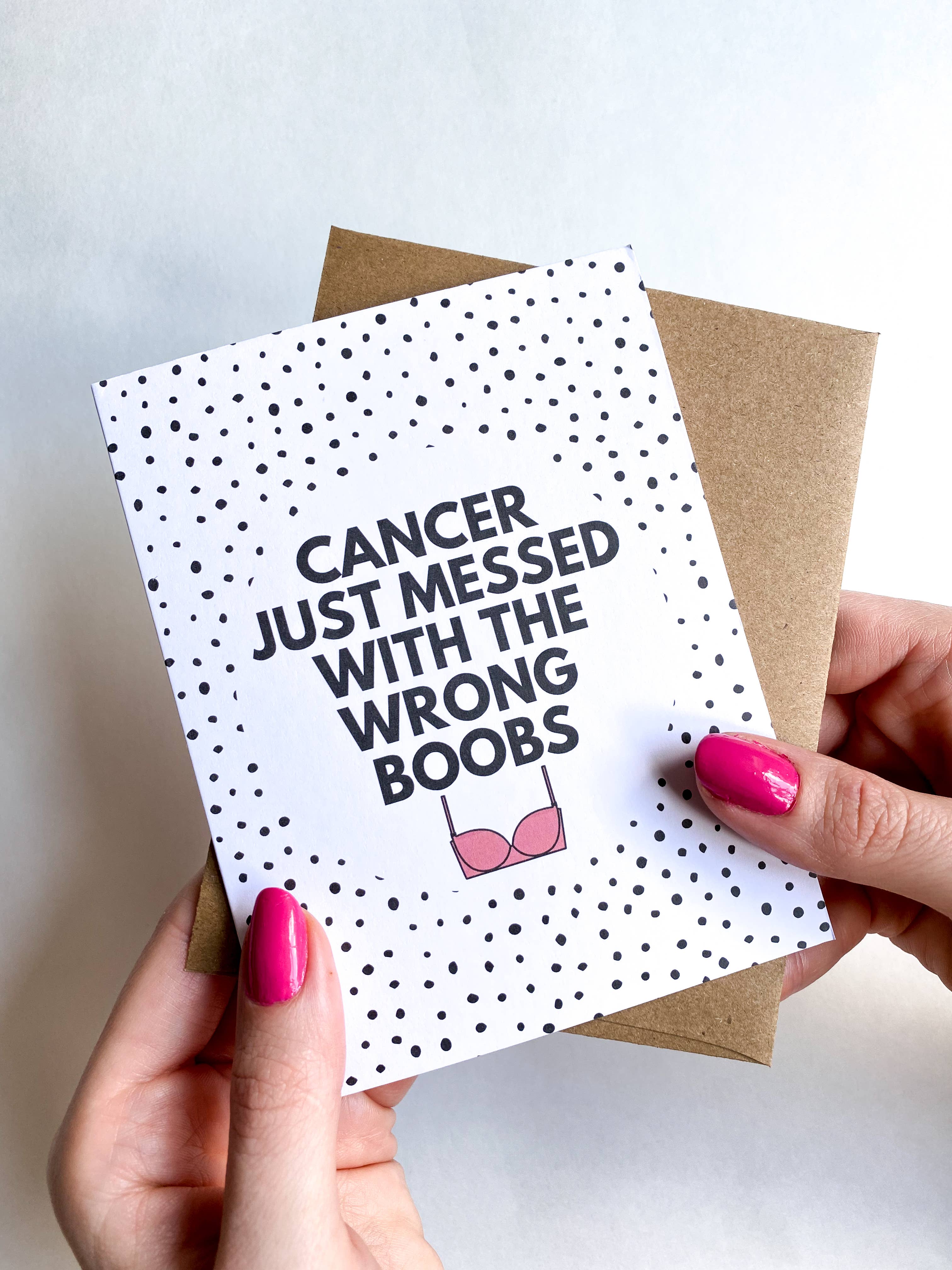 Cancer Messed With the Wrong Boobs Support Card