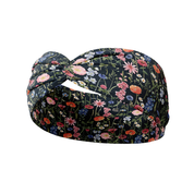Lilac Market Headband: Violet Floral on Black (Non-Slip, Ultra-Soft, 3-in-1 Twist Style)
