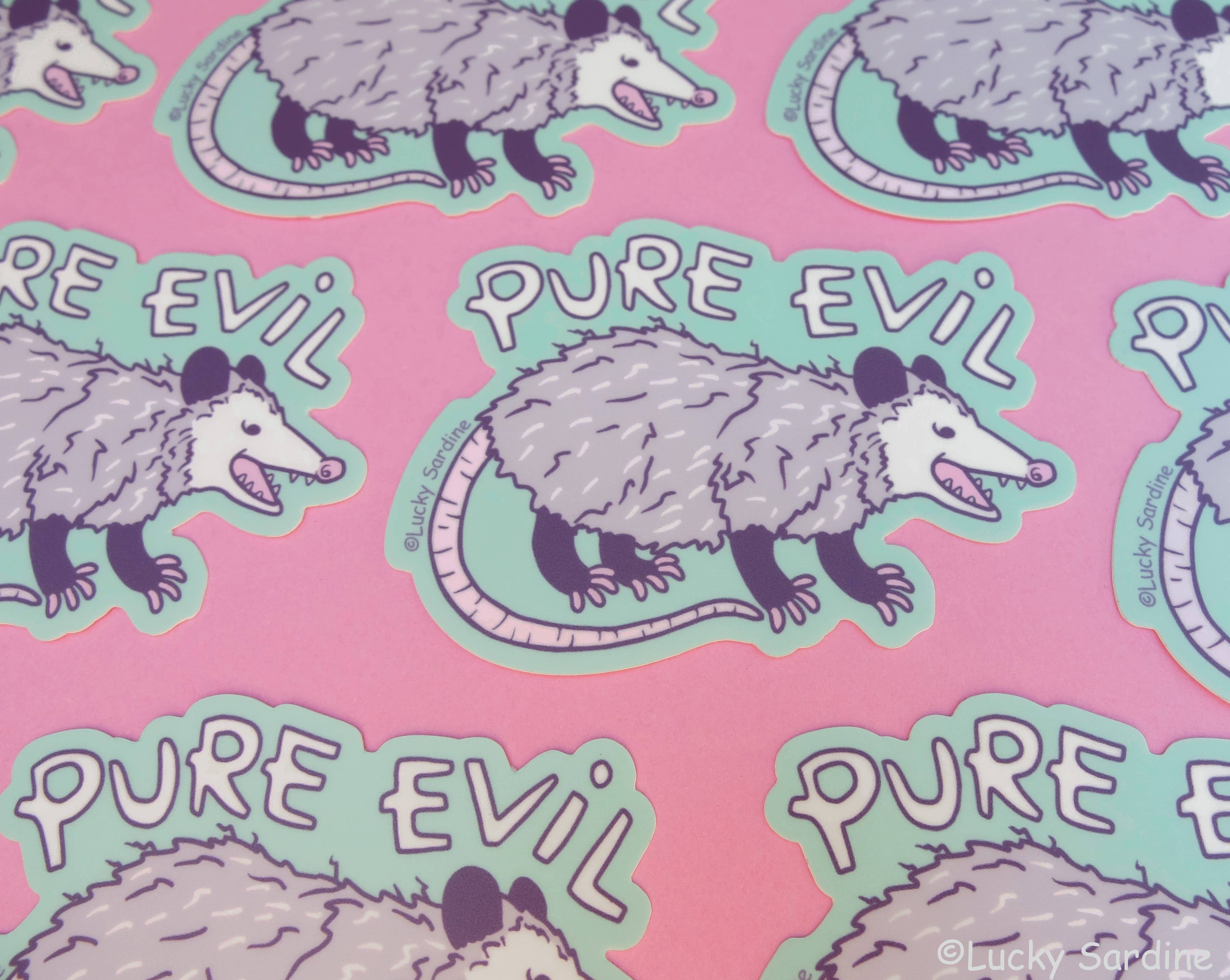 Opossum Pure Evil Cute Vinyl Sticker