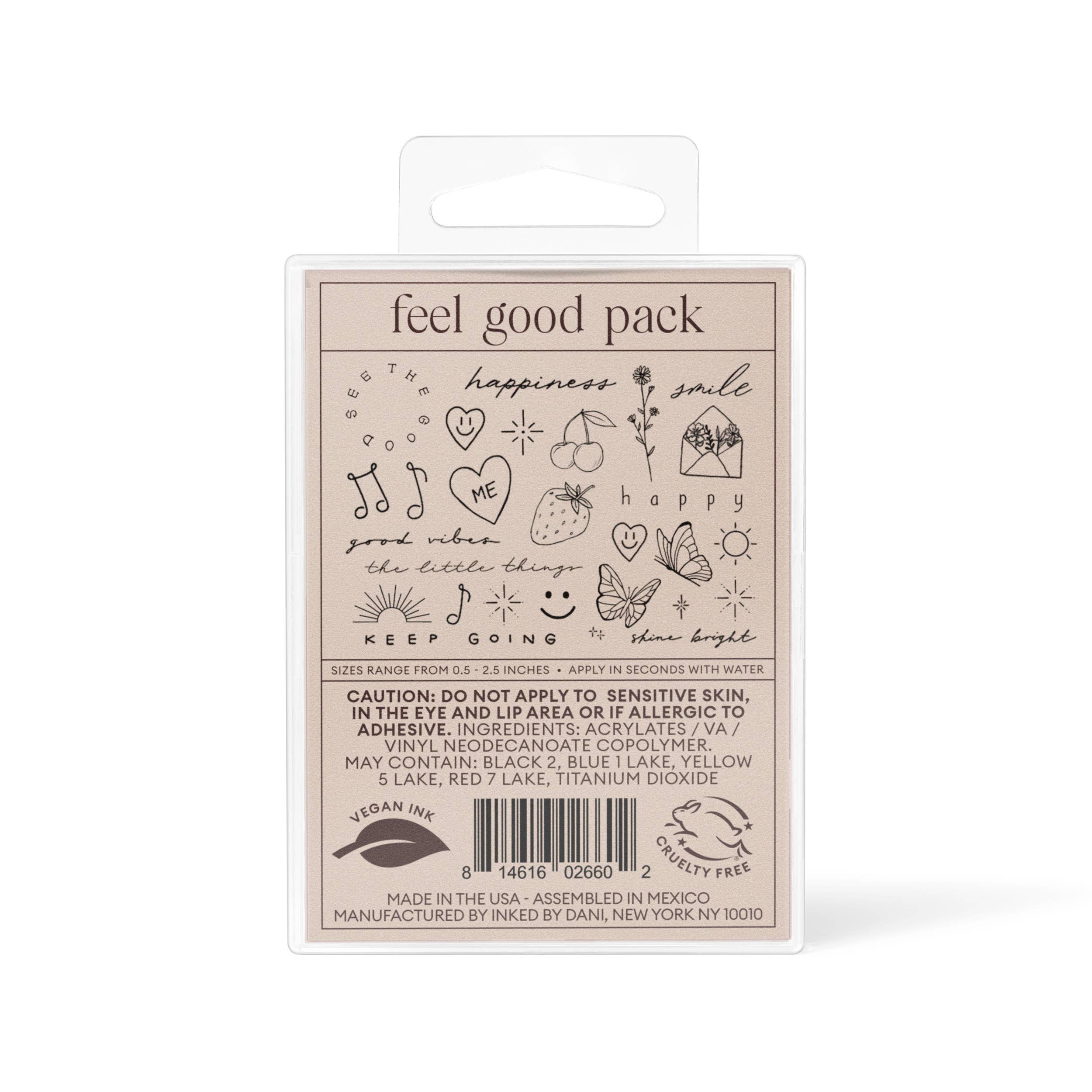 Feel Good Hand-Drawn Temporary Tattoo Pack