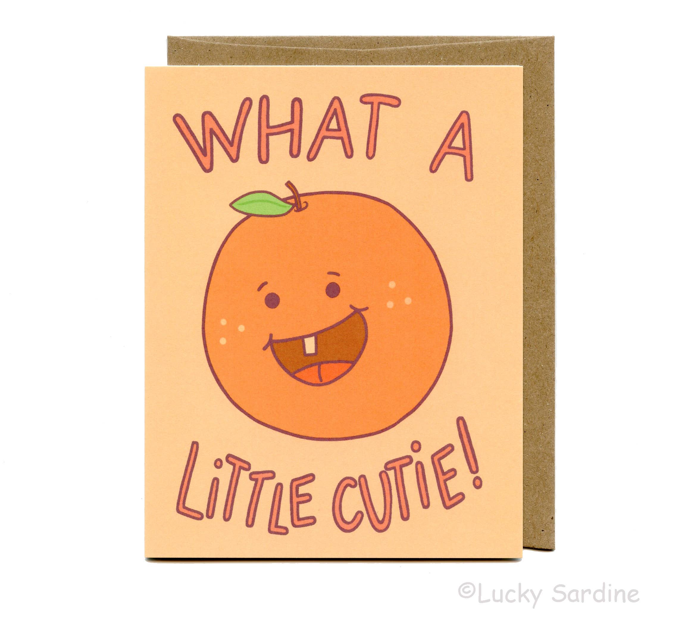What A Little Cutie Orange Baby Shower Card