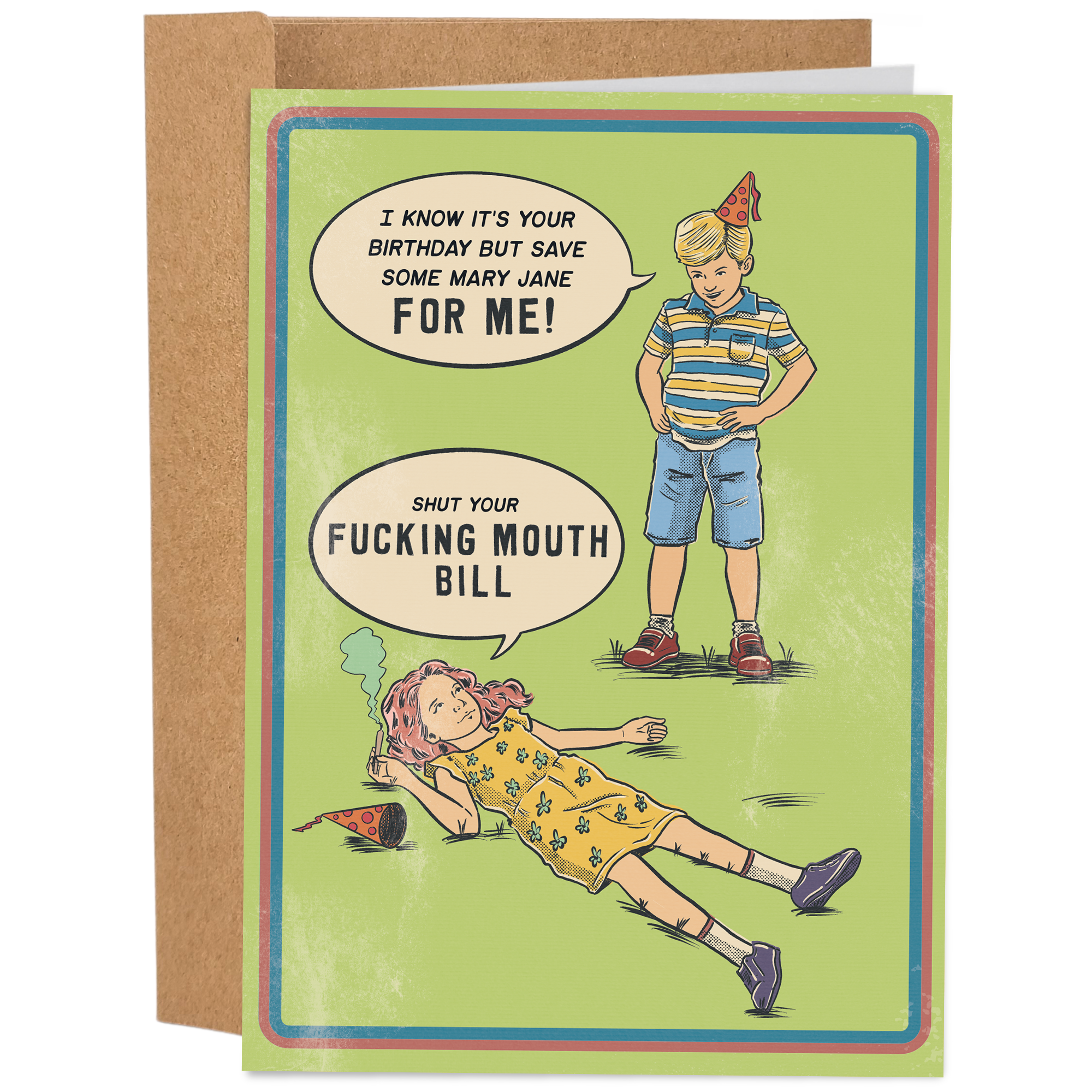 Mary Jane - 70's Vintage Marijuana Dark Humor Birthday Card