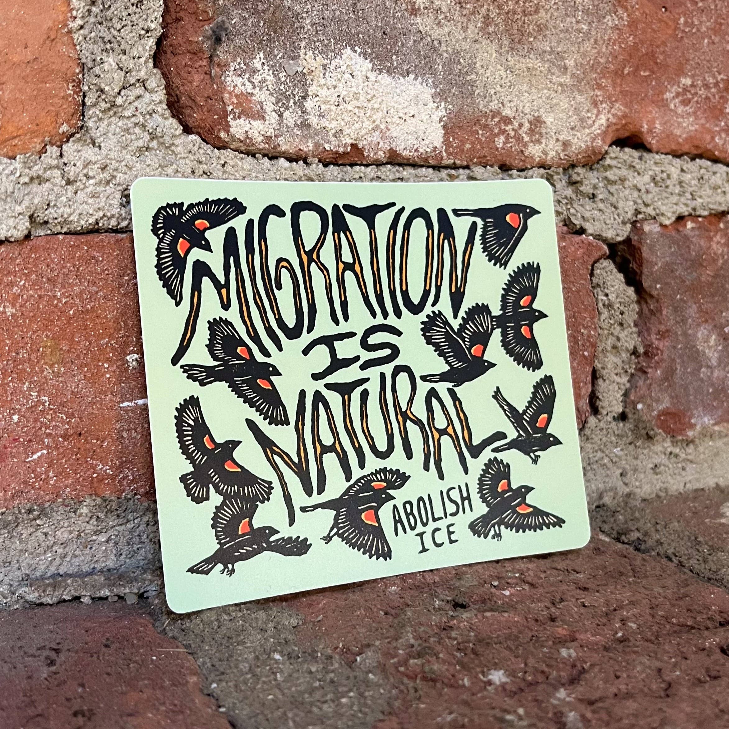 Migration Is Natural Abolish ICE Bird Sticker