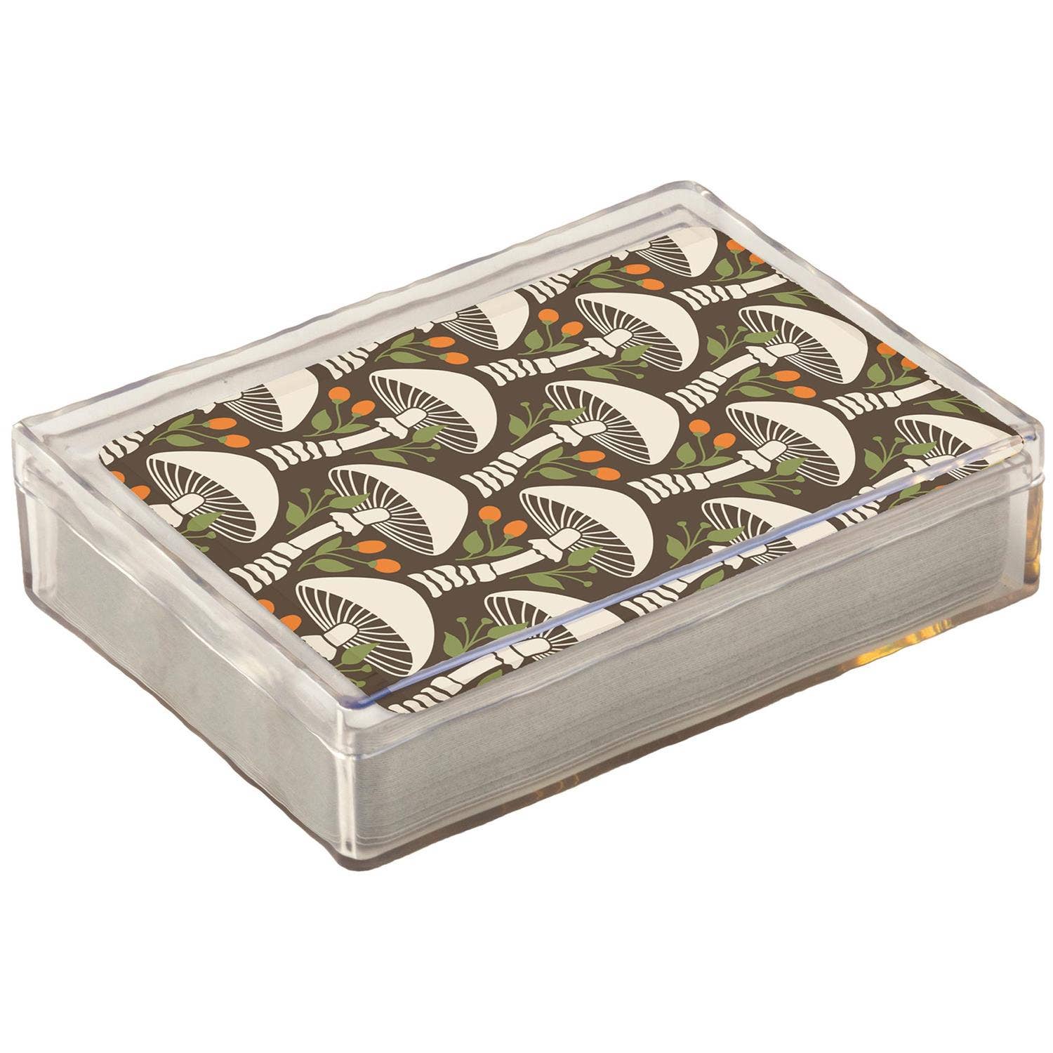 Mushroom Pattern Playing Cards in Acrylic Case