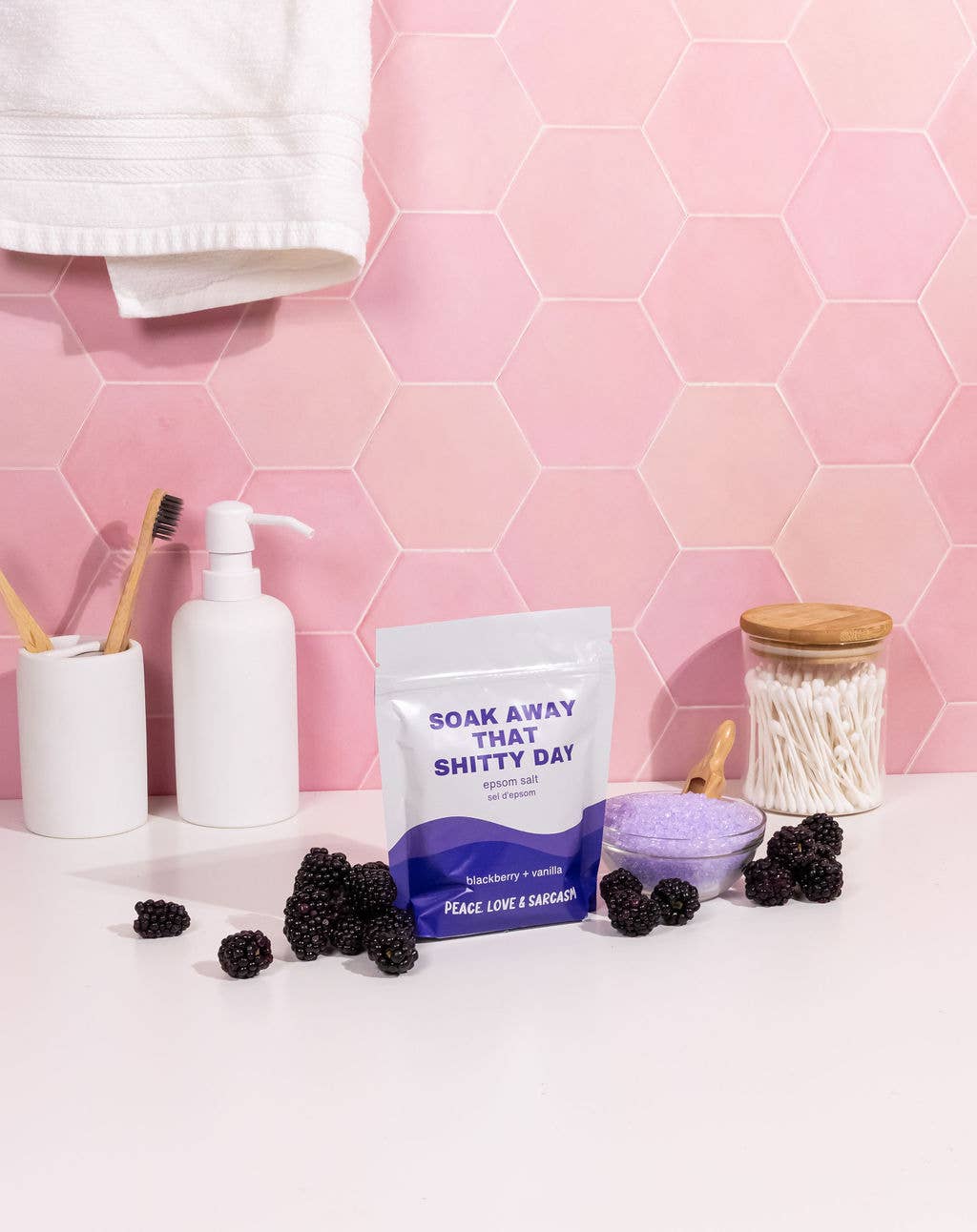 Soak Away That Shitty Day | Blackberry + Vanilla Epsom Salt Bath Soak