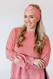 Lilac Market Headband: Coral in the Lines (Non-Slip, Ultra-Soft, 3-in-1 Twist Style)