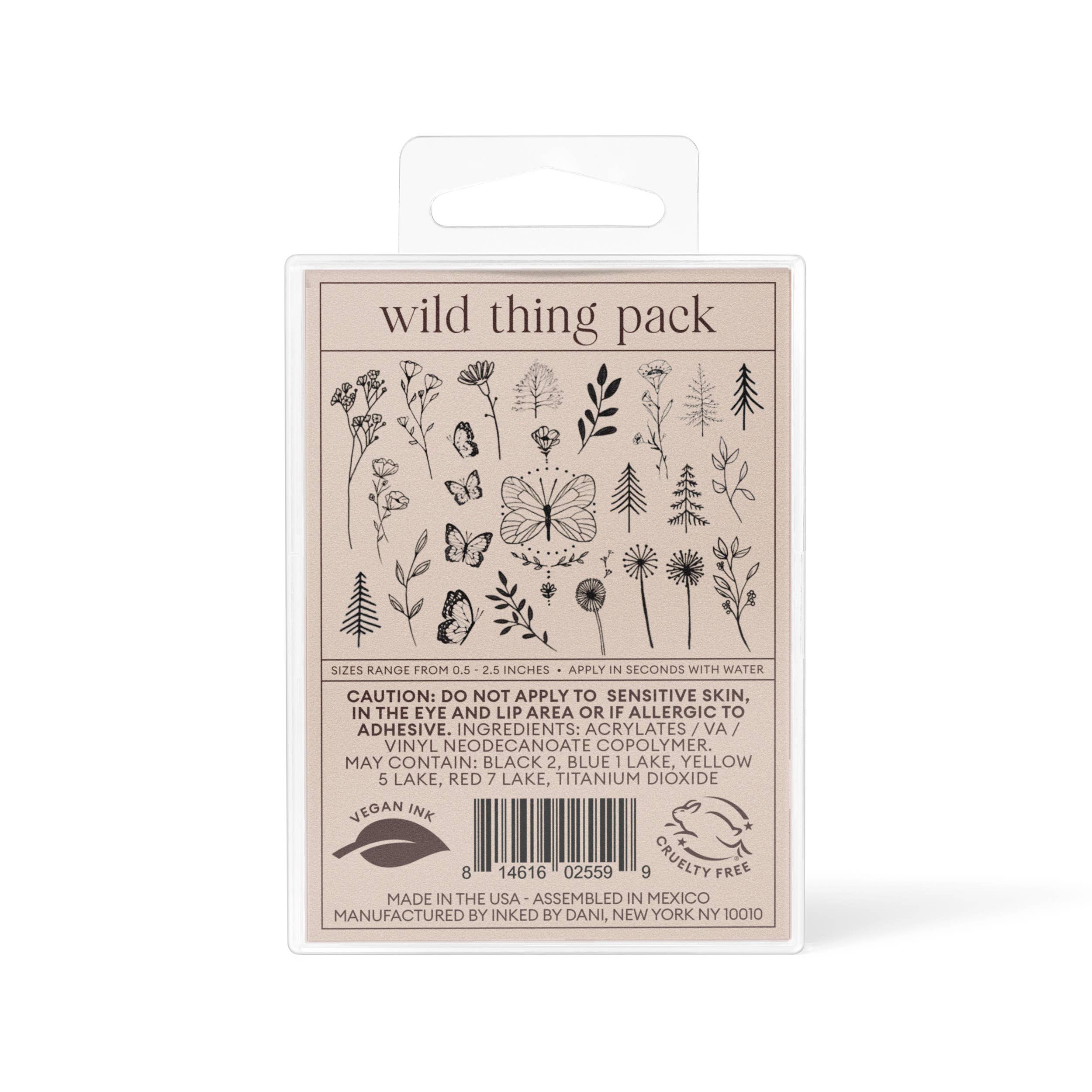 Wild Thing Hand-Drawn Temporary Tattoo Pack
