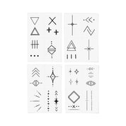 Linear Hand-Drawn Temporary Tattoo Pack