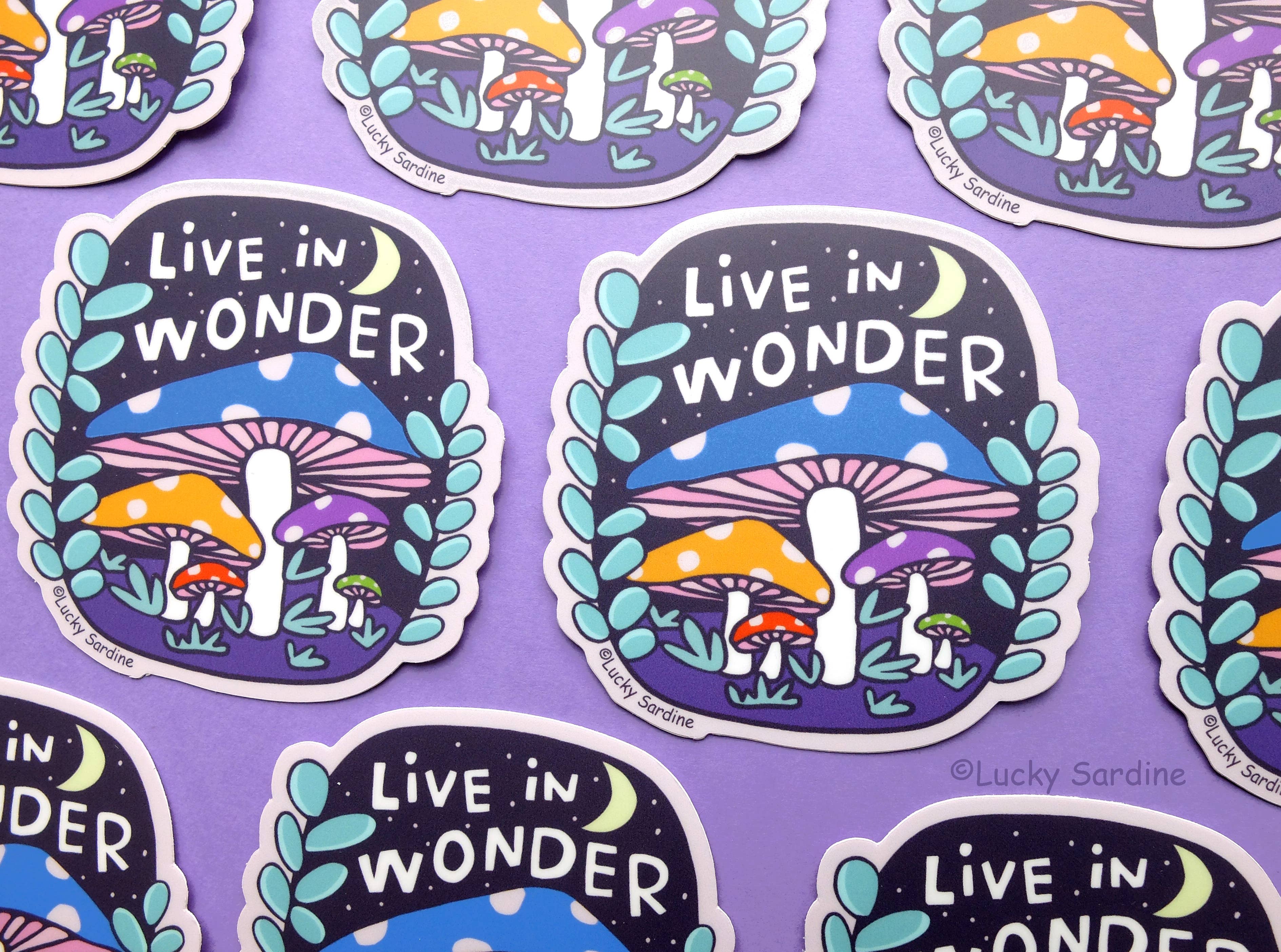 Live In Wonder Magic Mushrooms Vinyl Sticker