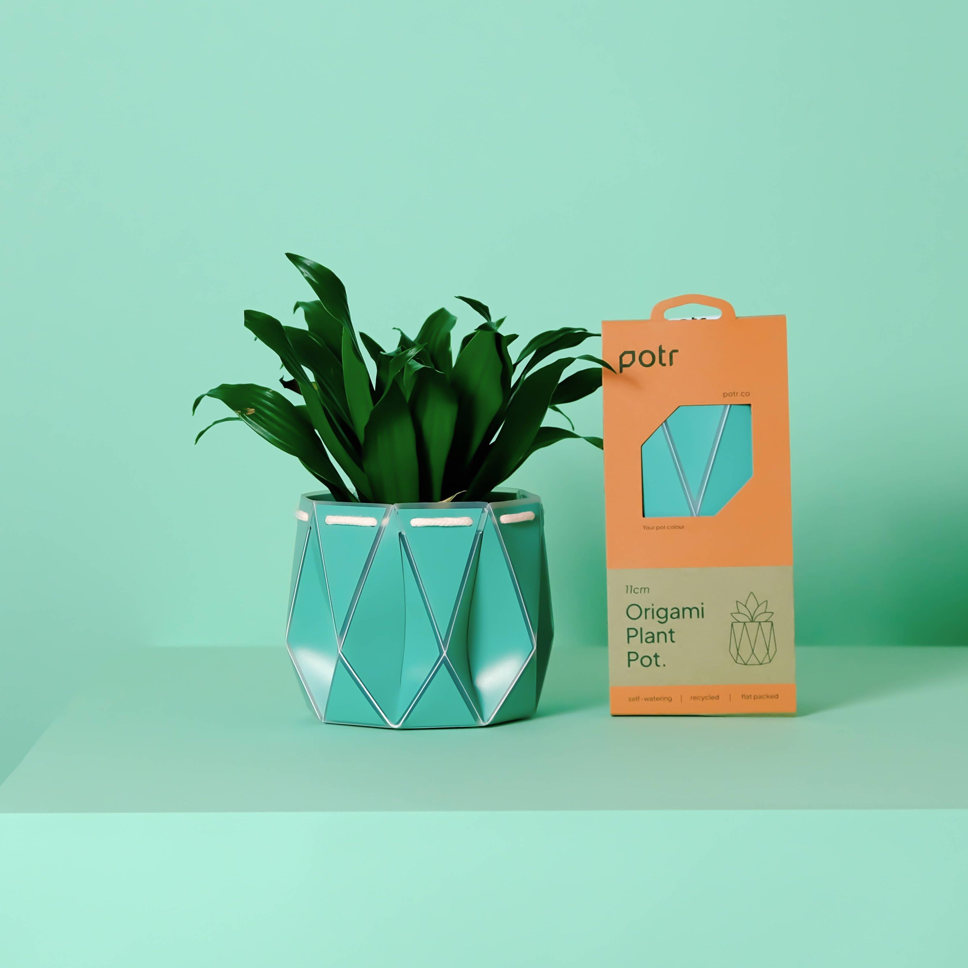 Origami Self-Watering Planter Aqua Blue