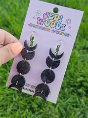 Midnight Moon Phase Dangle Earrings