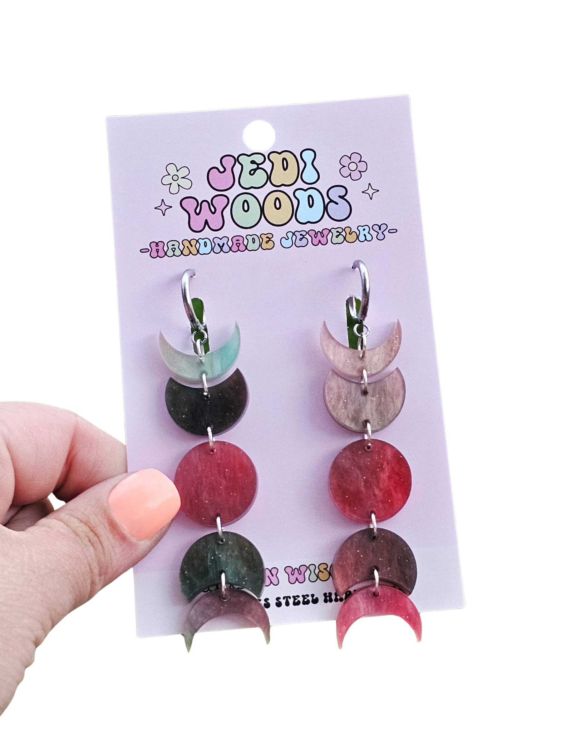 Blood Moon Phase Dangle Earrings