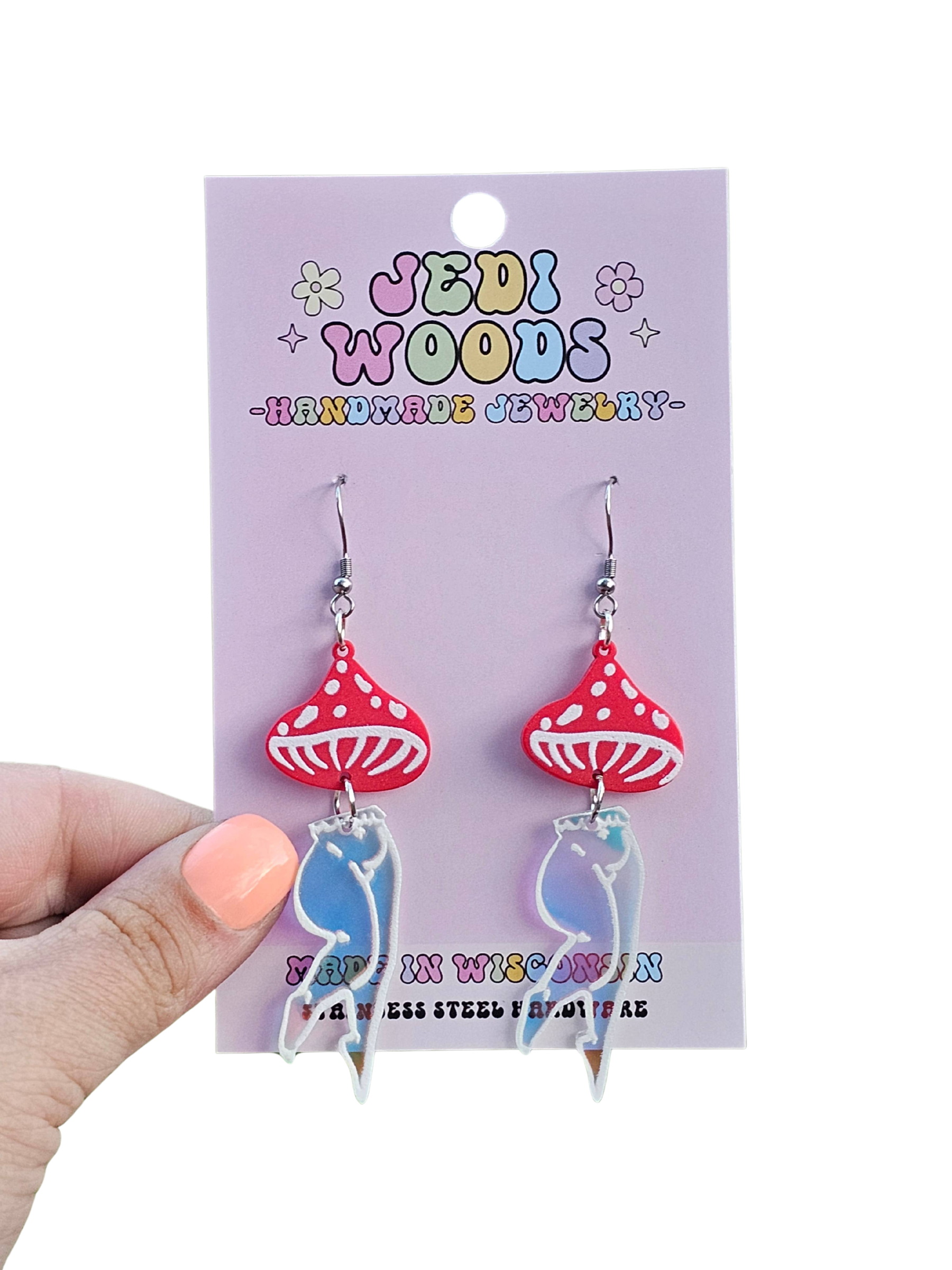 Funky Fungi Lady Dangle Earrings