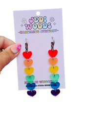 Rainbow Heart Drop Dangle Earrings