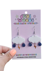Lightning and Rain Cloud Dangle Earrings