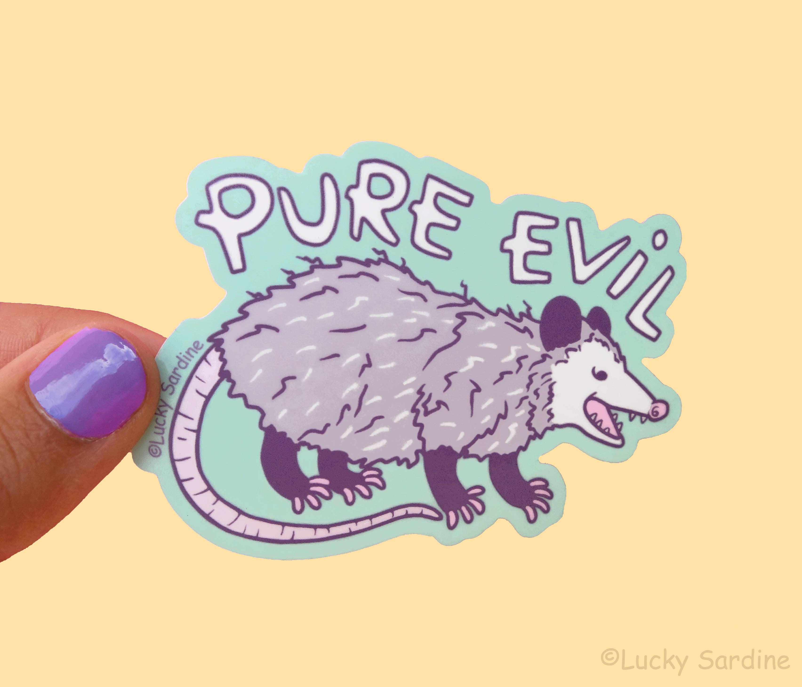 Opossum Pure Evil Cute Vinyl Sticker