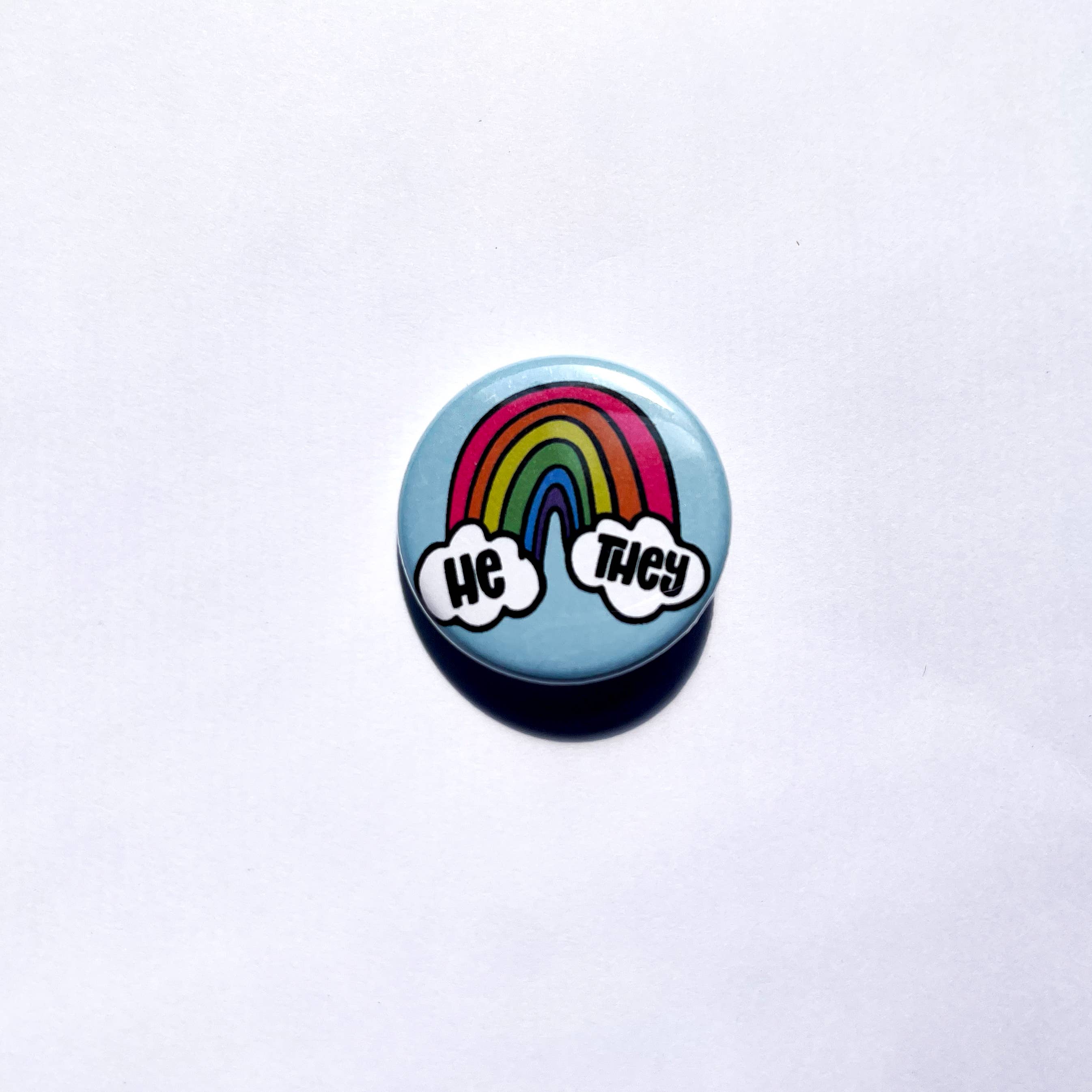 Cloud & Rainbow Inclusive Pronoun Buttons