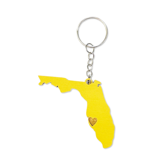 I Love Siesta Key Florida Heart Keychain In Mustard