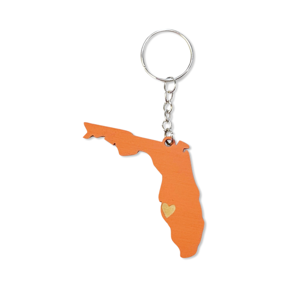 I Love Siesta Key Florida Heart Keychain in Rust