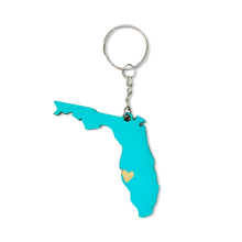  I Love Siesta Key Florida Heart Keychain In Turquoise