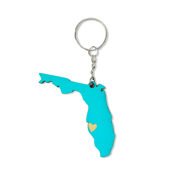 I Love Siesta Key Florida Heart Keychain In Turquoise