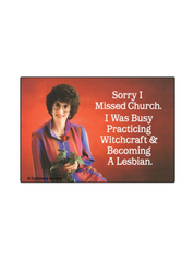 “Sorry I Missed Church” Funny Retro Magnet