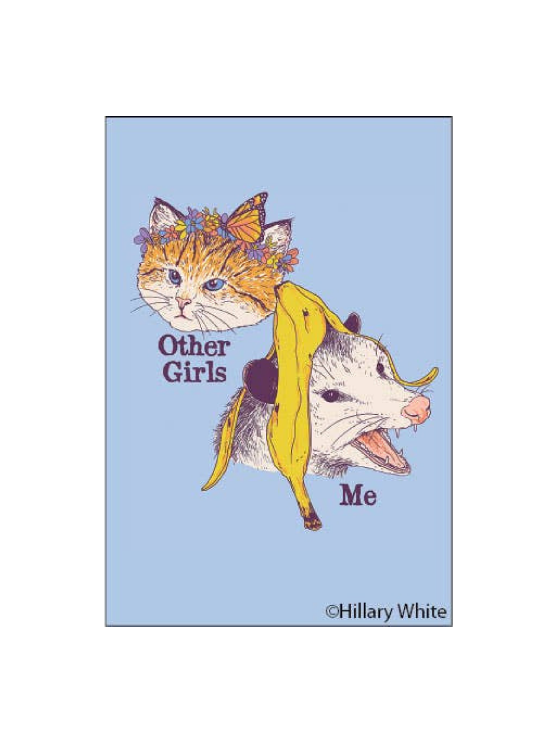 Other Girls vs Me Funny Cat & Opossum Magnet