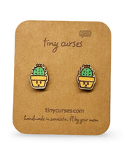Mini Golden Barrel Cactus Wood Stud Earrings – Dead or Alive Plant Series