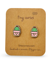 Mini Golden Barrel Cactus Wood Stud Earrings – Dead or Alive Plant Series