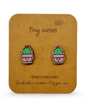 Mini Golden Barrel Cactus Wood Stud Earrings – Dead or Alive Plant Series