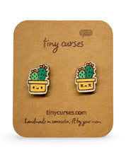 Mini Prickly Pear Cactus Wood Stud Earrings – Dead or Alive Plant Series