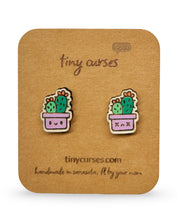 Mini Prickly Pear Cactus Wood Stud Earrings – Dead or Alive Plant Series
