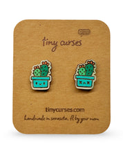 Mini Prickly Pear Cactus Wood Stud Earrings – Dead or Alive Plant Series