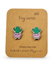 Mini Saguaro Cactus Wood Stud Earrings – Dead or Alive Plant Series