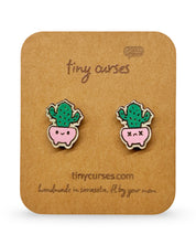 Mini Saguaro Cactus Wood Stud Earrings – Dead or Alive Plant Series