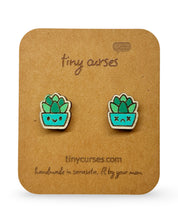 Mini Succulent Wood Stud Earrings – Dead or Alive Plant Series