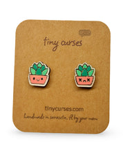 Mini Succulent Wood Stud Earrings – Dead or Alive Plant Series