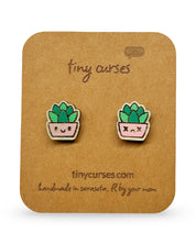 Mini Succulent Wood Stud Earrings – Dead or Alive Plant Series