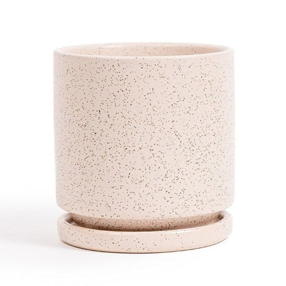 Cylinder Planter with Saucer in Rust and White Sesame | 6.25 in