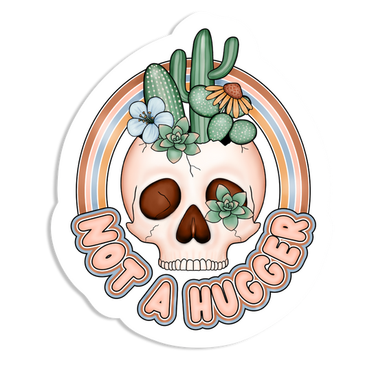 Not A Hugger Cactus Skull Sticker