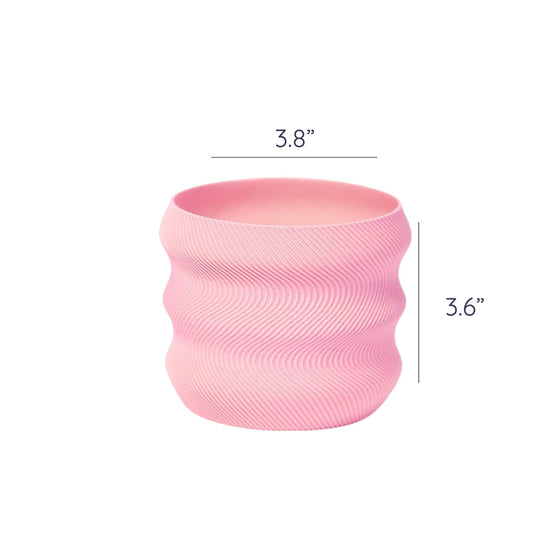 3D Printed 'Made From Plants' Plant Pot in Pink - 3.8"