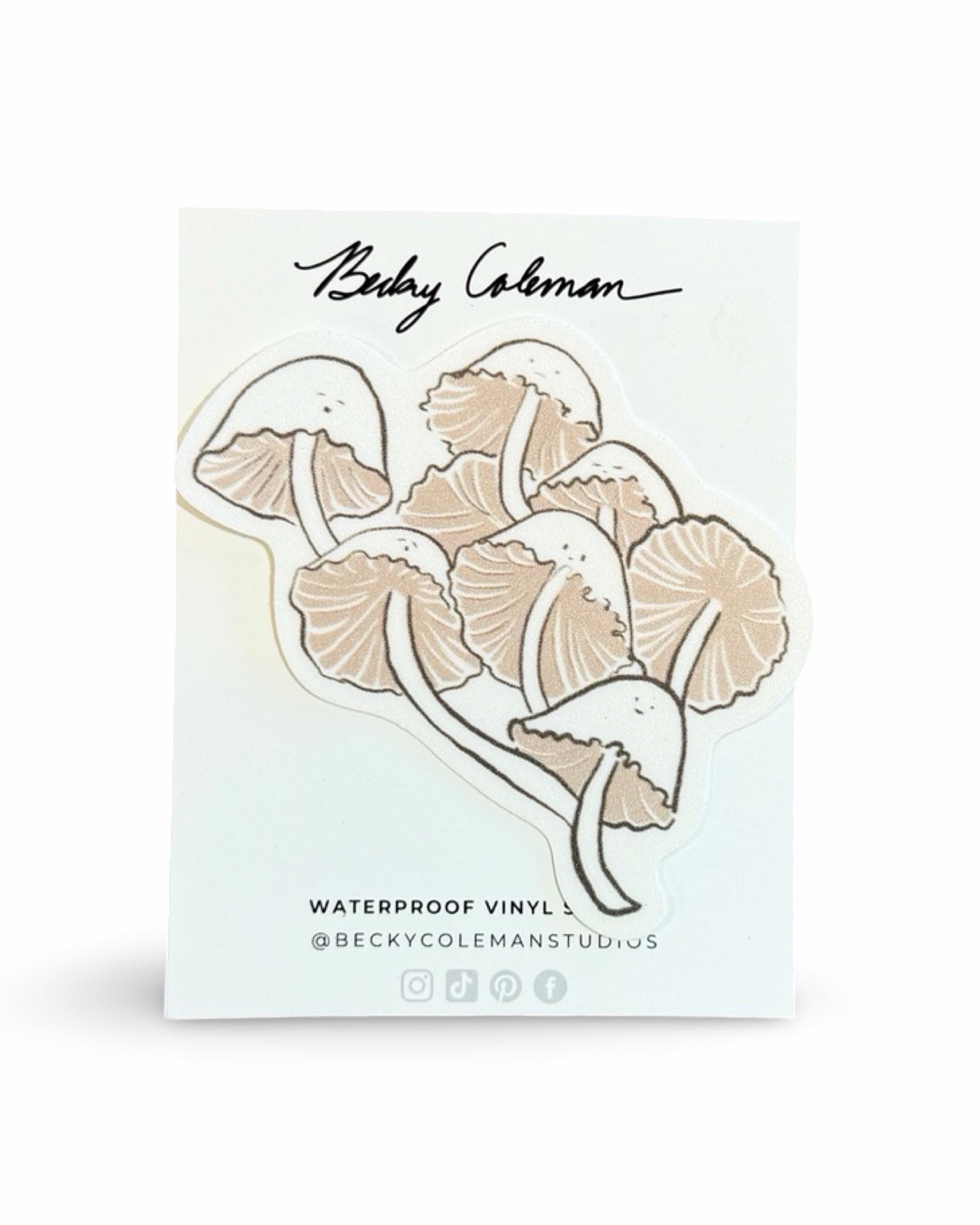 Happy Mushrooms Waterproof Vinyl Sticker by Becky Coleman