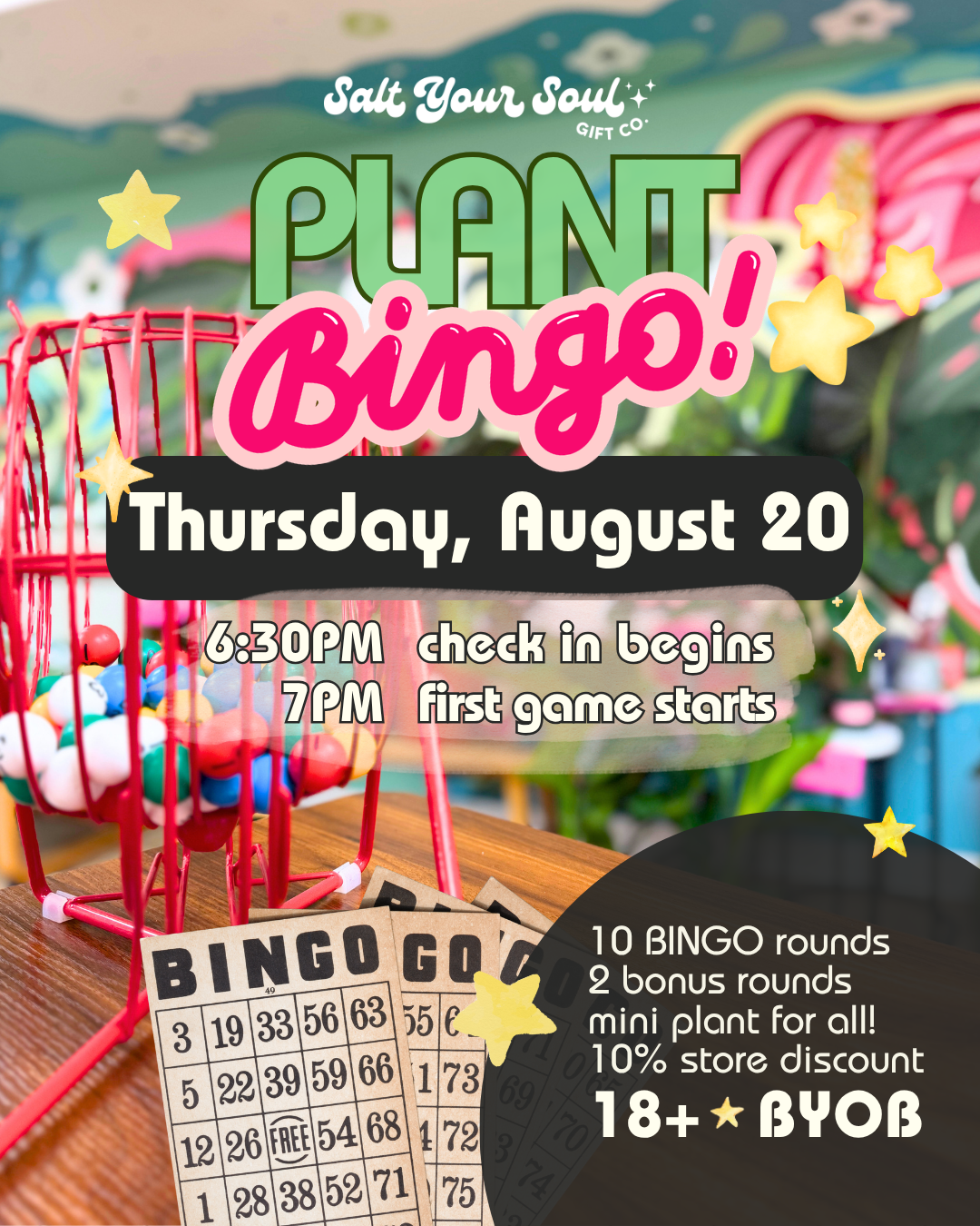 Plant Bingo: Thursday, August 20 **TIX GO ON SALE WED 6/17 AT 8PM**