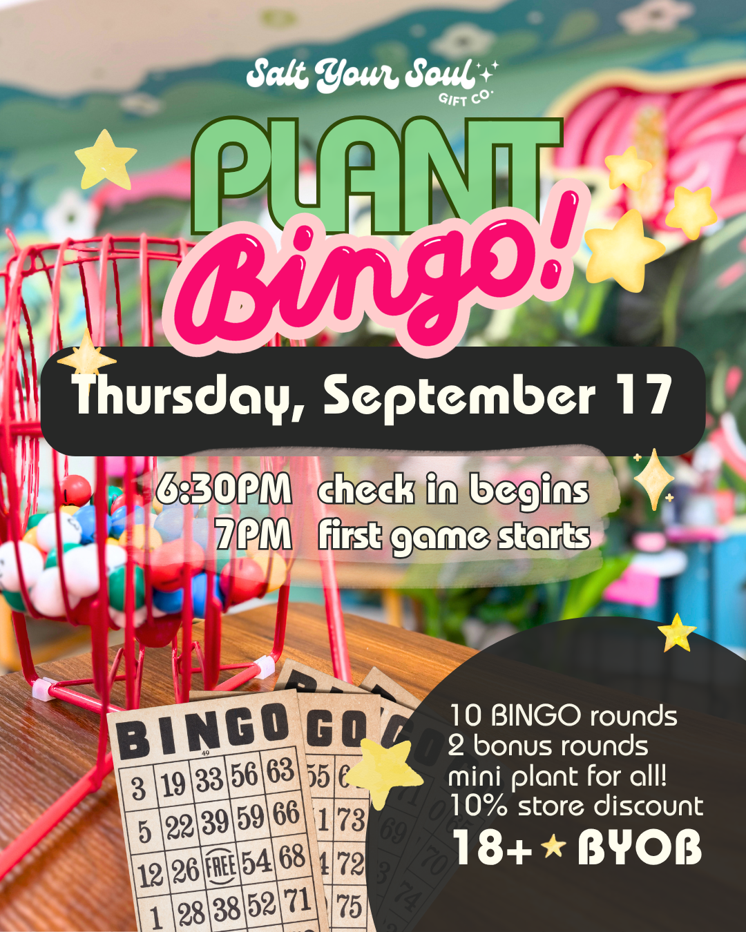 Plant Bingo: Thursday, September 17 **TIX GO ON SALE WED 6/17 AT 8PM**